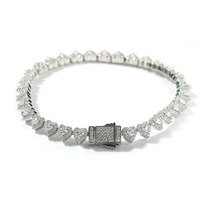 Nouveauté Bracelet Tennis à Double Couche en Forme de Cœur avec Strass pour Femmes et Hommes Bijoux CZ Chaîne et Bracelets à Maillons à la Mode