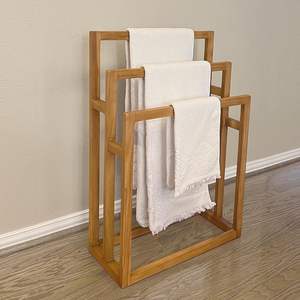 חם מוכר 3-בר טיק טיק מוצק מגבת במבוק התאספו מגבת מעמד לאחסון - Product Image 4