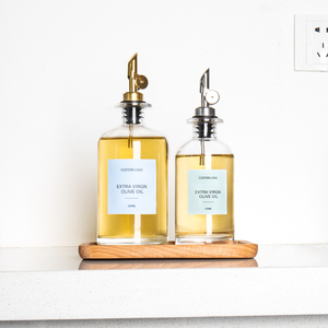 Botella de <span class=keywords><strong>aceite</strong></span> de <span class=keywords><strong>oliva</strong></span> de vidrio transparente personalizada automática de gama alta de 375ml y 500ml con dispensador de boquilla y etiqueta personalizada - Product Image 4