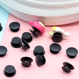 PVC ABS Croc Rubber Black Buckle Plastic Button Pins Accessories Transparent For Shoes Charm DIY Accessories Ornament