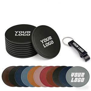 Posavasos Redondos Personalizados de Cuero PU con Logotipo Personalizado al por Mayor para Café, Hotel, Restaurante, Regalo Promocional Empresarial, Tapete para Tazas - Product Image 1