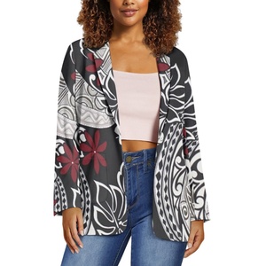 Benutzer definierte Private Label Lounge Mantel für Frauen Bekleidungs hersteller Straight Suit Jacke Polynesian Design Business Suit <span class=keywords><strong>Ladies</strong></span>