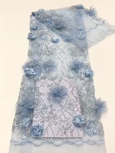 Mới nhất thiết kế hoa đính cườm 3D ren vải Tulle thêu ren vải cho buổi tối Dresses - Product Image 6