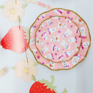 DAMAI Festival Pink Ghost Theme Shaped Disposable Dessert Plates Party Supplies Paper Plate Cup Napkin Halloween Party Tableware - Product Image 2