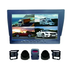 10 इंच एचडी मॉनिटर क्वाड व्यू मोशन डिटेक्ट अलार्म कार ट्रक बस कार रिवर्सिंग इमेज डिस्प्ले डैश कैमरा सिस्टम