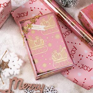 Burymento Christmas <b>Wrapping</b> <b>Paper</b> 17 In X 32.8 Ft Reversible Pink Gold Sled Design Gift Wrap For Holiday Crafting - Product Image 2