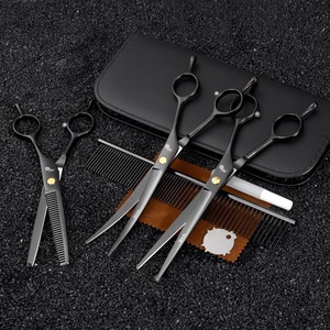 3 in 1 Flat V-tooth Warp Stainless Steel Cat Hair Cutting Barber Cutting Pet Dogs Grooming Scissors <b>Tools</b> <b>Kit</b> - Product Image 1