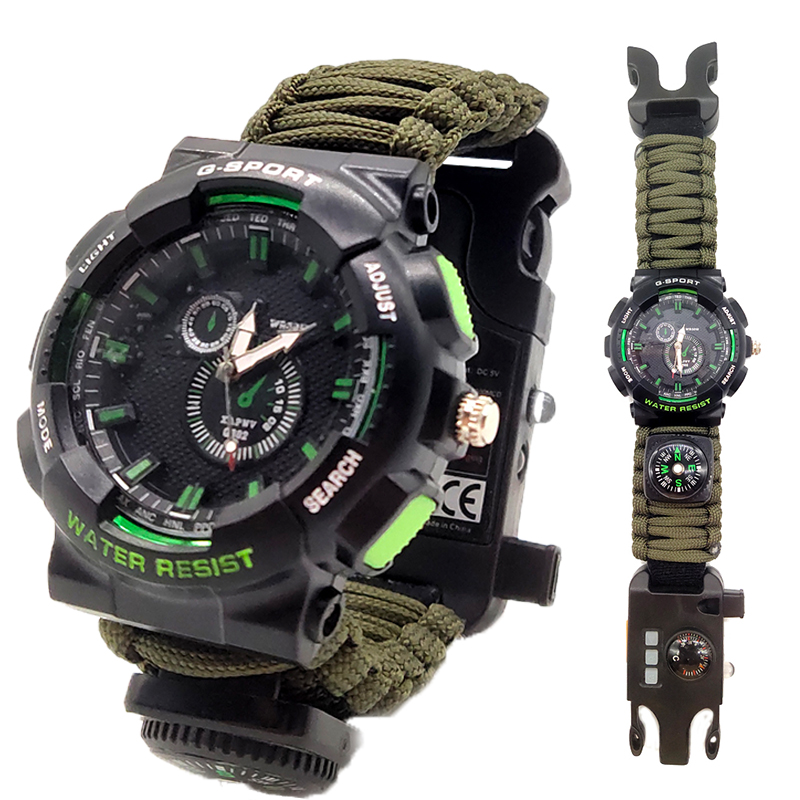 Часы со свистком для выживания на открытом воздухе, аварийный таймер, будильник зажигания, таймер остановки, спортивные часы, термометр