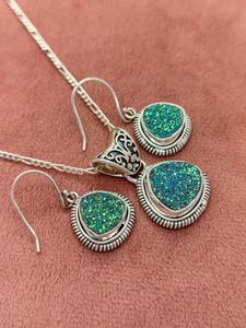 Wholesale <b>Real</b> Quartz <b>Crystal</b> Pendant and Matching Earrings Set 925 Sterling Silver Natural Gemstone Jewelry for Women Birthday - Product Image 6