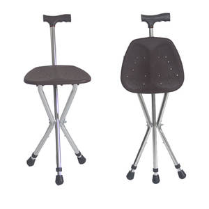 折りたたみ式卸売調整可能ゴムチップ付きアルミ製三脚杖（シート付き） - Product Image 1