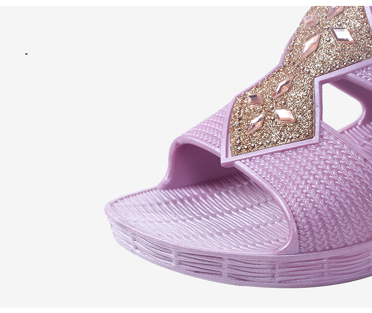 Fashion Sequin Mom Slippers Non-slip Sandals Casual Wedge Heels Slippers for Middle-aged Shoes