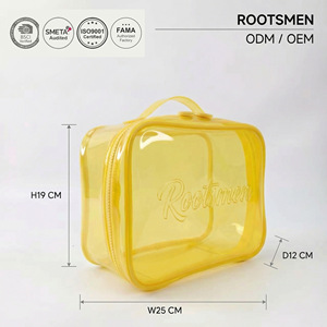 PVC Embossed Label Zipper Closure Water Resistant Hanging Fashion Large Capacity Cosmetic Bags with Custom Logo - Product Image 1