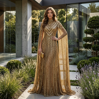 Robe de soirée de luxe à manches longues, Abaya ethnique pour femmes, robe musulmane de haute qualité avec paillettes et diamants, robe de fête Jalabiya
