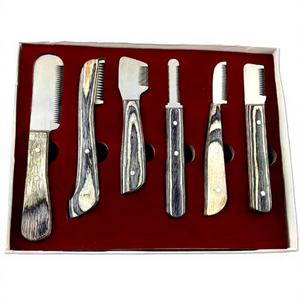 Cuchillo para Desplumar Animales, Cuchillo de Seguridad de Acero Inoxidable con Múltiples Cuchillas para Recortar el Pelo, Juego de Cuchillos para Desplumar para Gatos, Perros, Mascotas, Veterinaria - Product Image 1