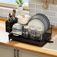Küchen geschirr trockner Aufbewahrung platten Organizer Dish Drainer Racks mit hängendem Besteck halter