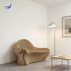 Banc de patio moderne en bois massif, forme ondulée, durable, mobilier d'extérieur pour jardin, bureau, espace public, sites sportifs, entrée - Product Image 6