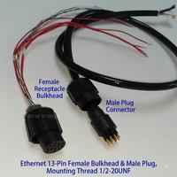 Connecteur Ethernet sous-marin HYSF SUBSEA 13 broches DIL13M DBH13F (Mâle/Femelle) – Prise de traversée pour applications d'alimentation et de circuits imprimés ROV/AUV