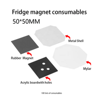 Kit Complet NOUVEAU EN PROMOTION Machine Manuelle de Fabrication d'Épingles Magnétiques Carrées en Aluminium 2"x2" (50x50mm) pour Photos et Aimants de Réfrigérateur, Idéale pour les Restaurants