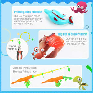 <span class=keywords><strong>Jeu</strong></span> de pêche magnétique en nylon, <span class=keywords><strong>poisson</strong></span> flottant dans la mer, sacs de rangement portables, baignoire, animaux colorés avec filet - Product Image 4
