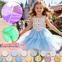 Vestido Deportivo de Malla Activa para Niñas con Estampado Patriótico de Estrellas en Nailon y Spandex, Color Personalizado, MOQ Bajo, Vestido Tutú Deportivo con Malla Exterior