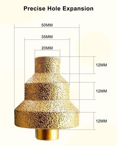 Broca Escalonada de 20, 35 y 50 mm, Broca Cónica de Diamante Tipo Pagoda, Rosca M10, <span class=keywords><strong>para</strong></span> Mármol/Hormigón/Granito/Cuarcita, Escariador Cónico <span class=keywords><strong>Multicapa</strong></span> - Product Image 3
