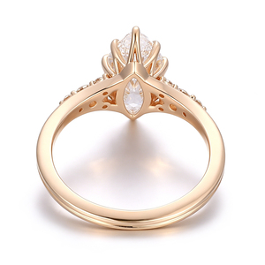 Luxury Classic prong setting Marquise Cut lab grown <b>diamond</b> <b>ring</b> IGI real solid 14k18k yellow gold inlay <b>diamond</b> engagement <b>ring</b> - Product Image 2