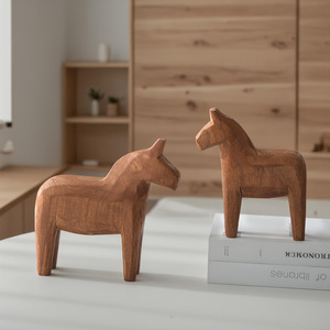 Dala Wooden Horse Set Of 2 Handmade <b>Pine</b> Tabletop Decor Nordic Style Animal Figure Home Decoration - Product Image 2