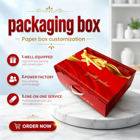 Caja con Asa, Caja de Cartón Corrugado de Color, Caja de Embalaje con Asa Adhesiva Ecológica, Caja de Cartón para Alimentos Personalizada