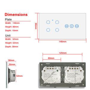 SLS Wi-Fi умный выключатель света для электрических моторизованных жалюзи 1/2/3/4 Gang PC материал Alexa Google совместимый 10A 240V Сенсорная панель - Product Image 6