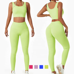 Ensemble de 4 pièces de vêtements d'entraînement pour femmes Ensemble de soutien-gorge et leggings de <span class=keywords><strong>sport</strong></span> Vêtements de <span class=keywords><strong>sport</strong></span> pour femmes Ensemble de yoga athlétique - Product Image 2