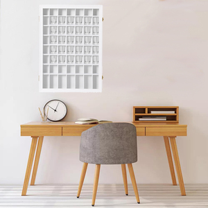 ショットグラスディスプレイ白い木製マルチグリッド収納キャビネットヒンジ付きドアジュエリー装身具ディスプレイに最適 - Product Image 6