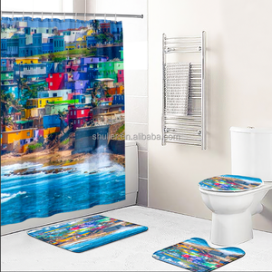 <span class=keywords><strong>Rideau</strong></span> de salle de bain imperméable personnalisé avec drapeau de Porto Rico pour salle de bain, décoration de <span class=keywords><strong>baignoire</strong></span>, faible MOQ - Product Image 6