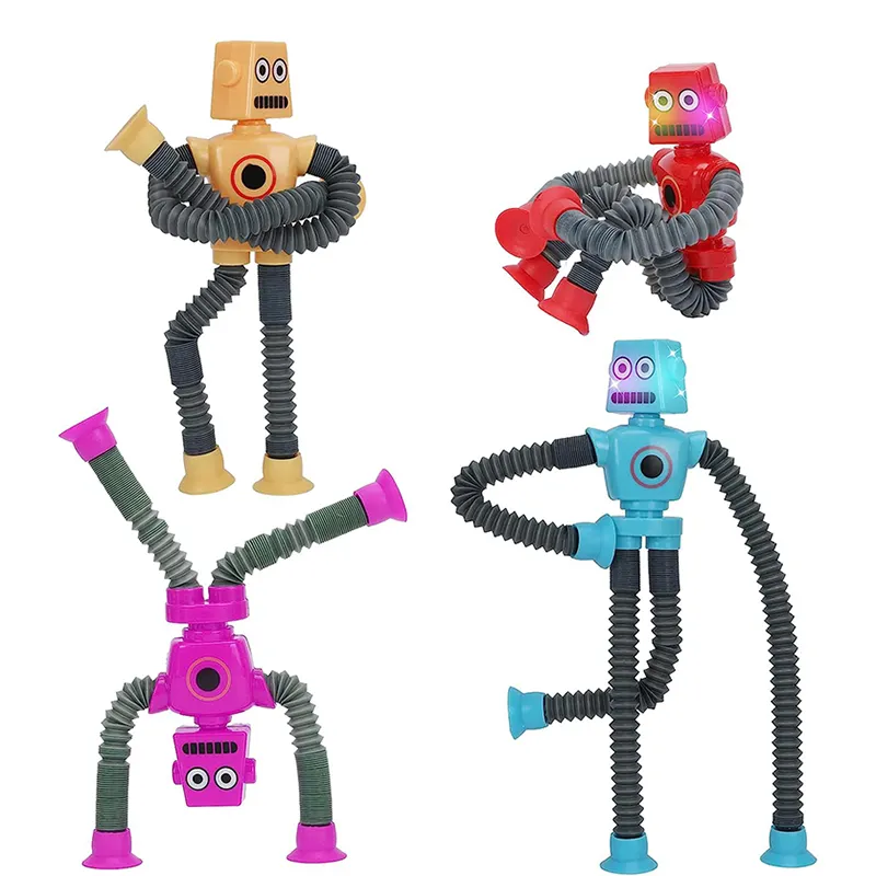 QS jeu imaginatif stimulant l'apprentissage créatif Robotique Tubes enfant en bas âge jouet sensoriel télescopique ventouse Robot Fidget jouets
