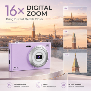 กล้อง CCD แบบย้อนยุค วิดีโอ 4K ภาพถ่าย 64MP ซูมดิจิตอล 16 เท่า กล้องวิดีโอบล็อกคุณภาพสูงสำหรับเซลฟี่ - Product Image 1