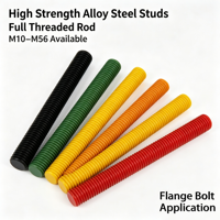 PTFE Coated Full Thread Stud Bolt M10-M56 10.9/12.9 Grade Alloy Steel GB/T9125 Flange Bolt Coarse&Fine Thread High Strength Rod