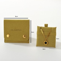 Pochette à bijoux en microfibre GLAMPKG personnalisée, 8*8cm, carrée, portable, avec bouton pression, sac de rangement de luxe, emballage pour collier, boucles d'oreilles, bagues