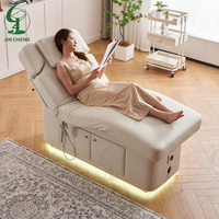 Table de massage électrique de luxe Jincheng à 2 moteurs pour salon de beauté, chaise de soin du visage, lit de spa, lit de beauté