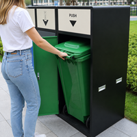 Poubelle de tri des déchets en acier galvanisé personnalisée pour l'extérieur, avec de grands compartiments colorés, pour les zones résidentielles et commerciales