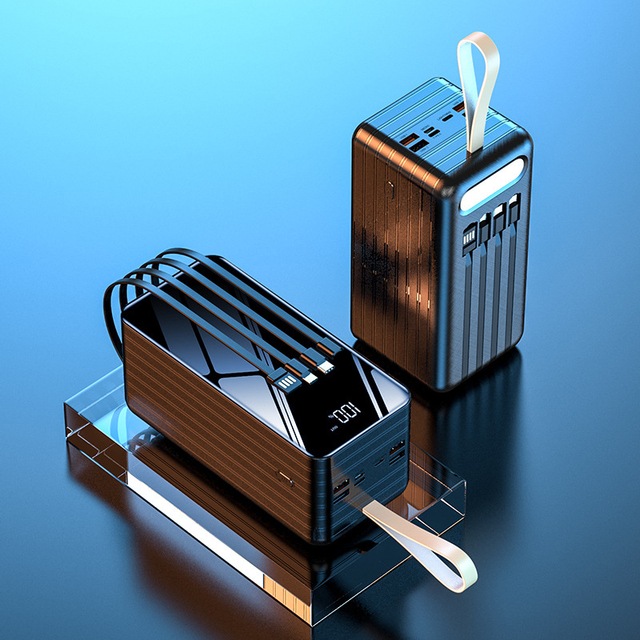 Big Capacity Power Bank 100000mah 80000mah Portable Charger Shared Power Bank With Built in Cable
