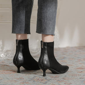 Bottines à talons épais, élégantes et polyvalentes, bottes fines mi-mollet pour l'automne et l'hiver - Product Image 6