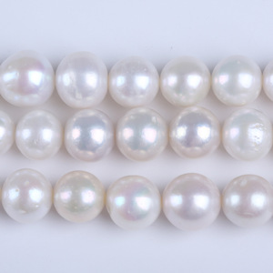 Perles baroques d'eau douce naturelles Zhuji 10-12 mm, perles rondes blanches Edison pour collier DIY, vente en gros de bijoux - Product Image 2