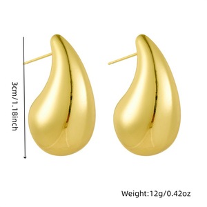 Gold Plated Teardrop Pendant Stainless Steel Earrings <b>Bracelet</b> Necklace <b>Set</b> Women's Party Jewelry Fashion <b>Set</b> - Product Image 4