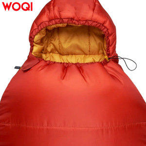Sac de couchage Woqi pour adulte, en nylon, rembourré de duvet, respirant, 3 saisons, camping en plein air, longueur standard, orange rouge - Product Image 1