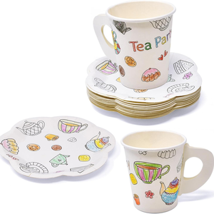 DAMAI Flower Shape Premium Spring Summer Tea Party Supplies Can Colored <b>Disposable</b> Party <b>Tableware</b> Dinnerware Paper Cups Plates - Product Image 5