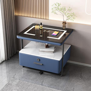 Muebles Italianos Modernos de Lujo para el Hogar, Mesita de Noche Inteligente con Iluminación LED, Mesita de Noche Multifuncional con Cerradura de Huella Dactilar - Product Image 4