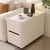 Table console d'appoint moderne et minimaliste pour canapé, table de salon haut de gamme en bois massif avec plateau en marbre, style luxe léger