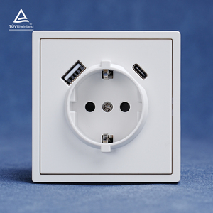 EU tiêu chuẩn 250V 16A PC Bảng điều chỉnh tường chuyển đổi ổ cắm với <span class=keywords><strong>USB</strong></span> Loại A và loại C Đức Ổ cắm ổ cắm điện - Product Image 1