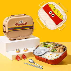 1500ML 어린이용 보온 도시락, 4~5칸 분리형, 새지 않는 스테인리스 스틸 도시락 세트 (가방 포함) - Product Image 1