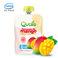 Doypack personnalisé sans BPA 90r 115r pour purée de fruits nourriture pour bébé jus de bébé bouchon de champignon debout pochette à bec