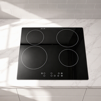 Table de cuisson encastrable électrique infrarouge en verre céramique 6800W à 4 brûleurs avec quatre zones de cuisson